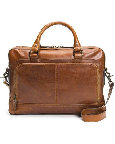 Frye Mens Logan Zip Briefcase - Brown