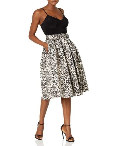 Eliza J Spaghetti Strap Ity Top With Animal Print Party Skirt Dress - Multicolor