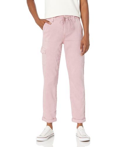 PAIGE Christy Cargo Tapered High Rise Cuffed In Vintage Garden Rose - Pink