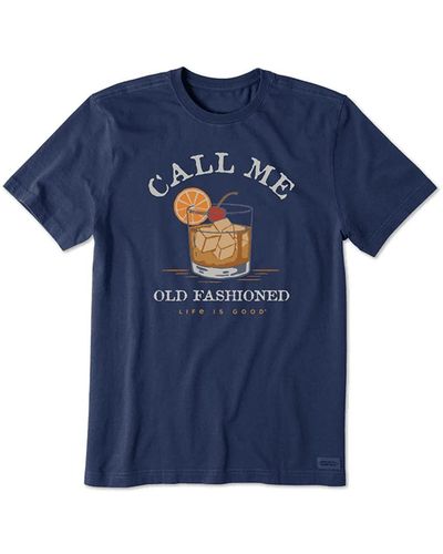 Life Is Good. Call Me Old Fashioned Short Sleeve Crusher Tee - Blue