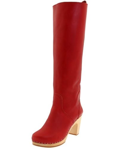 Swedish Hasbeens Knee High Boot Knee-high Boot,red,11 M Us