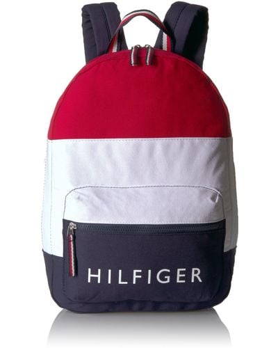 Tommy Hilfiger Patriot Colorblock Canvas Backpack - Red
