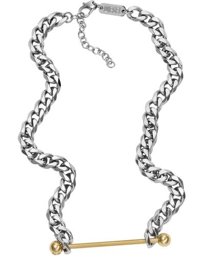 DIESEL All-gender Stainless Steel Chain Necklace - Metallic