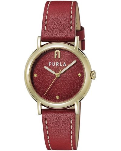 Furla Red Leather Strap Watch