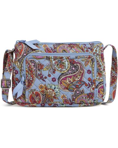 Vera Bradley Cotton Little Hipster Crossbody Purse With Rfid Protection - Blue
