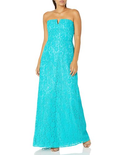 Donna Morgan Reese Long Strapless Lace - Blue