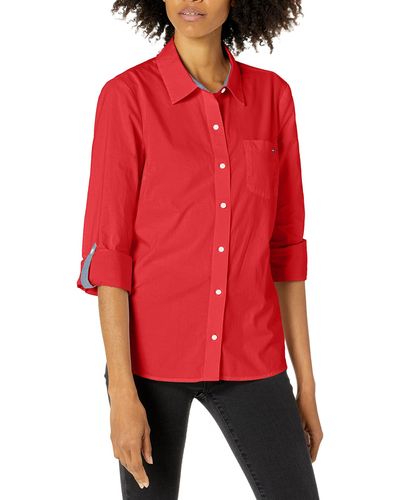 Tommy Hilfiger Roll Tab Button Down Hemd - Rot