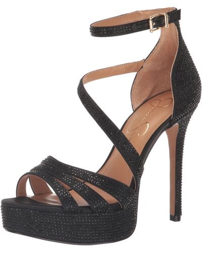 Jessica Simpson Shyremin Ankle Strap Platform Sandal Wedge - Black