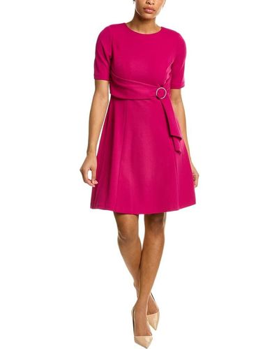 Adrianna Papell Stretch Crepe Tie Front Dress With High-low Hem - Pink