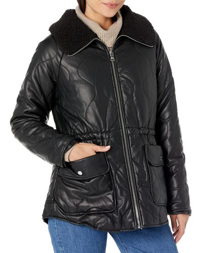 Kenneth Cole Sherpa Lined Collar Shacket With Belt - Black