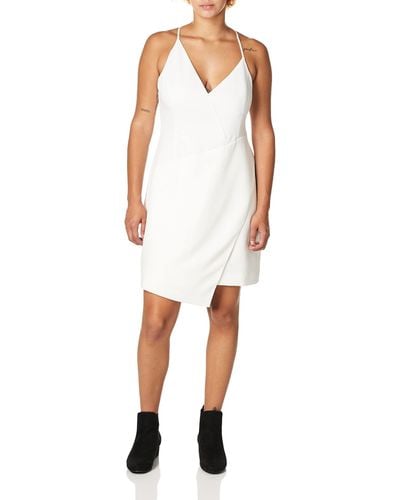 BCBGMAXAZRIA Sleeveless Asymmetrical V-neck Short Dress - White