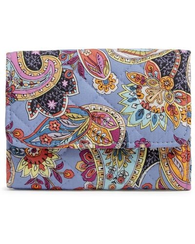 Vera Bradley Cotton Riley Compact Wallet With Rfid Protection - Blue