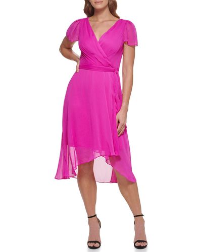 DKNY Faux Wrap Dress - Pink