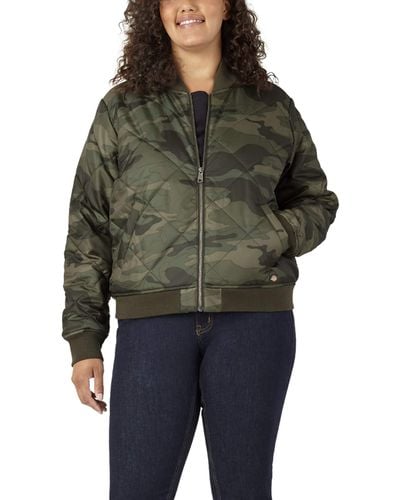 Dickies Plus Size Quilted Bomber Jacket - Green