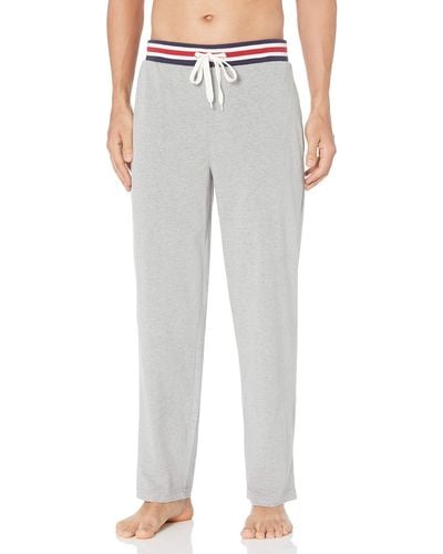Izod Poly Sueded Jersey Knit Pant With Striped Waistband - Gray