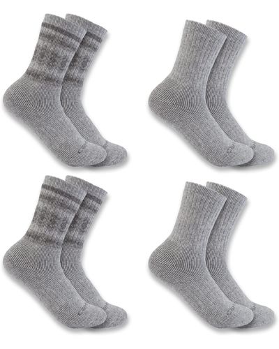 Carhartt Heavyweight Synthetic-wool Blend Crew Sock 4 Pack - Gray