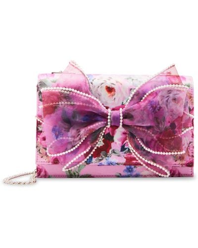 Betsey Johnson Pearl Trimmed Bow Bag - Purple