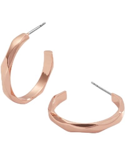 ALEX AND ANI Aa749123sr,faceted Hoop Earrings,shiny Rose Gold,rose Gold - White