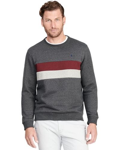 Izod Advantage Performance Crewneck Fleece Pullover Sweatshirt - Gray
