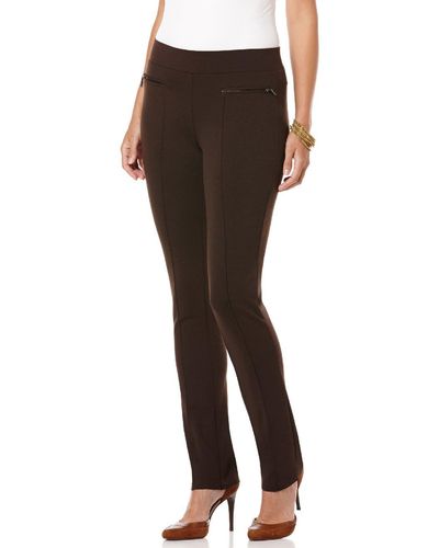 Rafaella Slim Ponte Dress Pants With Stretch Fabric - Brown