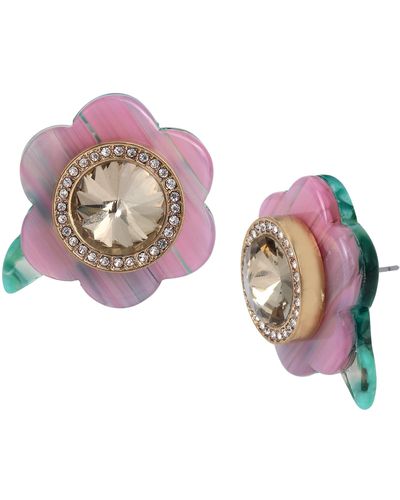 Betsey Johnson Betsey Flower Stud Earrings - Pink