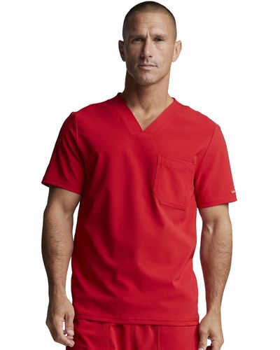 CHEROKEE Plus Size V-neck Scrubs Top - Red
