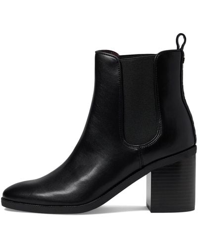 Tommy Hilfiger Brae Mid Heel Pull On Chelsea Boots - Black
