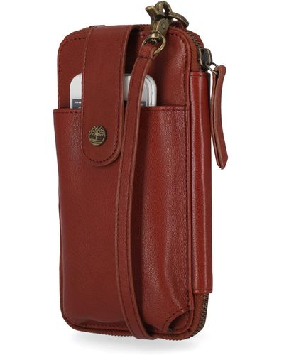 Timberland Rfid Leather Phone Crossbody Wallet Bag - Red