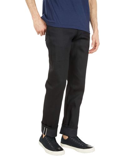 Naked & Famous Weird Guy Tapered Fit Jeans In Black Cobra Stretch Selvedge - Blue