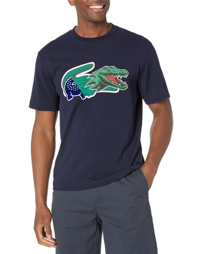 Lacoste Holiday Relaxed Fit Oversized Crocodile T-shirt - Blue