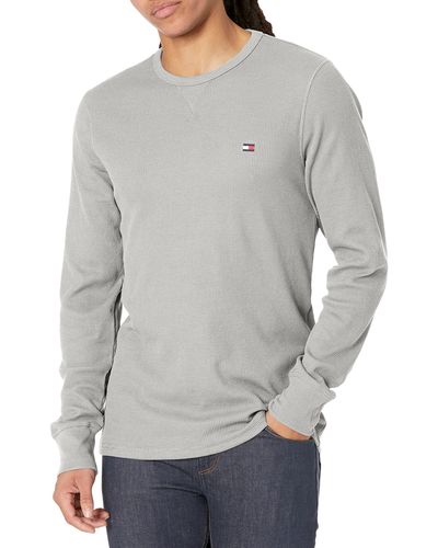 Tommy Hilfiger Thermal Long Sleeve Crew Neck Shirt - Gray