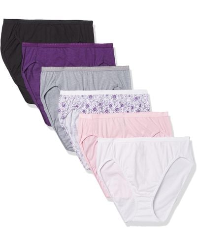 Hanes Ultimate Womens 6-pack Breathable Cotton Hi-cut Panty Briefs - Purple