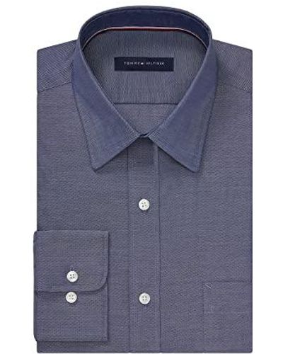 Tommy Hilfiger Non Iron Regular Fit Point Collar Dress Shirt - Blue
