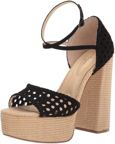 Jessica Simpson Aditi Peep Toe Platform Sandal Wedge - Black