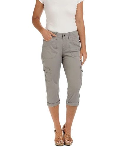 Lee Jeans Missy Relaxed Fit Austyn Knit Waist Cargo Capri Pant - Gray