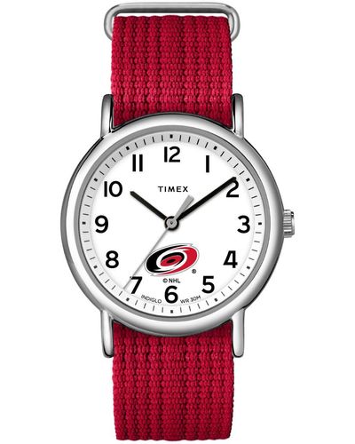 Timex Erwachsene Analog Quarz Uhr mit Stoff Armband TWZHHURM3YZ - Rot
