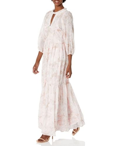 Calvin Klein Long Sleeve Floral Print Gown - Pink