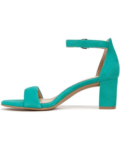 Naturalizer S Vera Ankle Strap Block Heel Dress Sandal Jade Green Suede 7.5 M - Blue