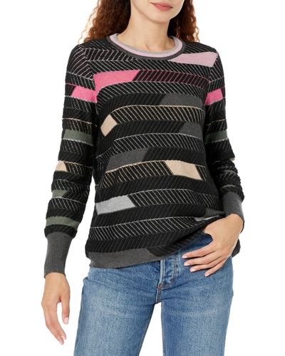 NIC+ZOE Nic+zoe Shaded Stripes Sweater - Black