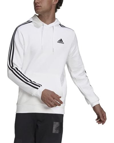 adidas Standard Essentials Fleece 3-stripes Hoodie - White