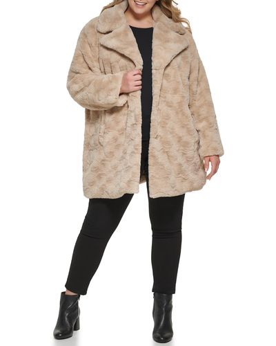 Kenneth Cole Classic Mink Style Faux Fur Coat - Natural