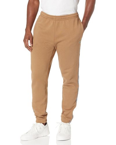 Lacoste Tapered Fit Track Trouser Pant W Side Leg Logo Taping - Natural