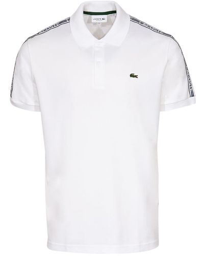 Lacoste Contemporary Collection's Short Sleeve Regular Fit Mini Pique With Shoulder Taping Polo Shirt - White