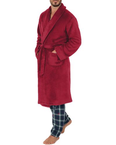 Izod Comfort-soft Fleece Robe - Red