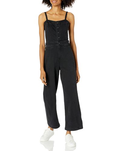 PAIGE Anessa Cropped Culotte Lightweight Jumpsuit - Black