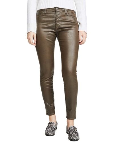 AG Jeans Farrah Leatherette High-rise Skinny Fit Ankle Pant - Brown