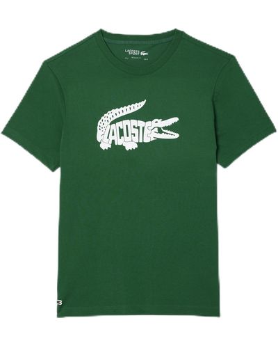 Lacoste Short Sleeve Regular Fit Sports Performance Graphic Tee Shirt - Green