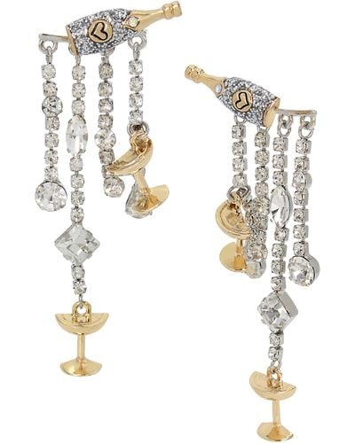 Betsey Johnson S Champagne Fringe Earrings - Metallic