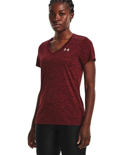 Under Armour Plus Size Tech Solid Short Sleeve V-neck Chestnut Red/radio Red/metallic Silver 1x