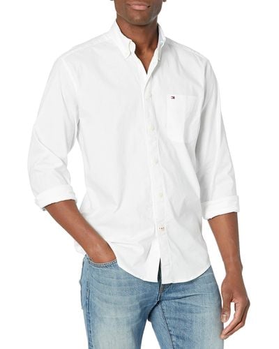 Tommy Hilfiger Adaptive Magnetic Long Sleeve Button Down Shirt In Classic Fit - White
